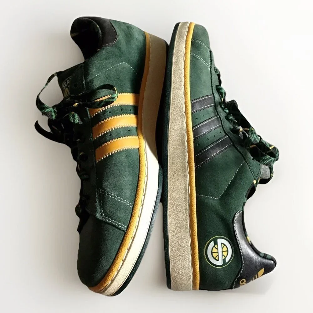 RARE Vintage Adidas Seattle Sonics NBA Series Originals Campus II US/13 UK/12.5‎
